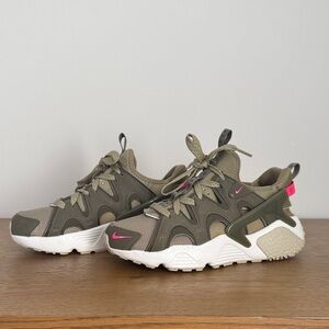 Nike Air Huarache Sneakers- Khaki and Pink